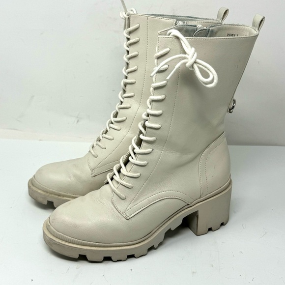 Dolce Vita Shoes - Dolce Vita Platform Combat Lace up Boots Cream Ivory Women 7 Inside Zip